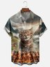 Moisture-wicking Fun Cat BBQ Outdoor Chest Pocket Hawaiian Shirt