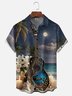 Moisture Wicking Gradient Guitar Floral Chest Pocket Holiday Shirt