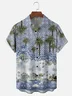 Moisture Wicking Coconut Tree Abstract Geometry Chest Pocket Holiday Shirt