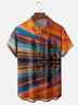 Moisture Wicking Gradient Abstract Fiery Clouds Lakeside Scenery Chest Pocket Holiday Shirt