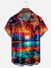 Moisture Wicking Gradient Abstract Sunset Beach Scene Chest Pocket Holiday Shirt