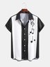 Mens Music Note Print Casual Breathable Loose Short Sleeve Bowling Shirts