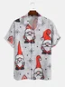 Mens Santa Print Casual Breathable Hawaiian Short Sleeve Shirt