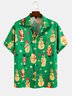 Mens Santa Print Casual Breathable Hawaiian Short Sleeve Shirt